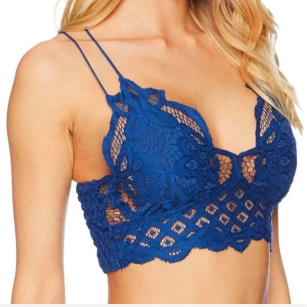 Free People Adella Blue Lace Bralette